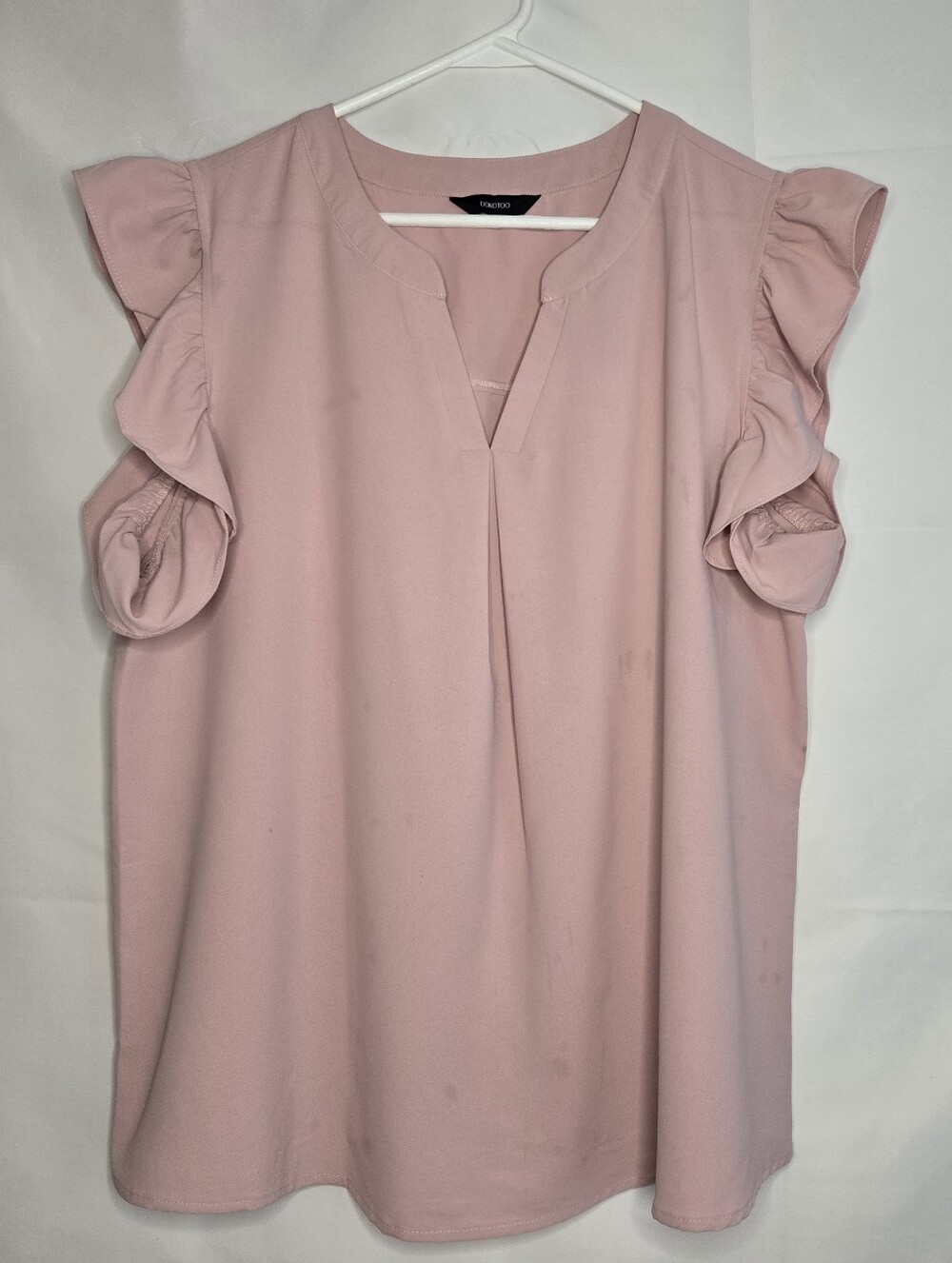 Nordstrom Soft Pink Ruffle Sleeve V-Notch Blouse